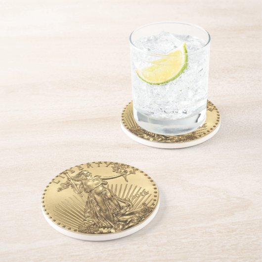 Dessous De Verre En Grès Pièce Gold Eagle (Côté)