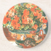 Dessous De Verre En Grès Pierre-Auguste Renoir Géraniums et chats (Devant)