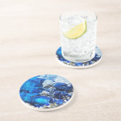 Dessous De Verre En Grès Pierre de marbre bleu élégant (Côté)