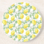 Dessous De Verre En Grès Pierre ronde Motif citron (Devant)