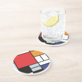 Dessous De Verre En Grès Piet Mondrian - Composition avec un grand plan rou (Côté)