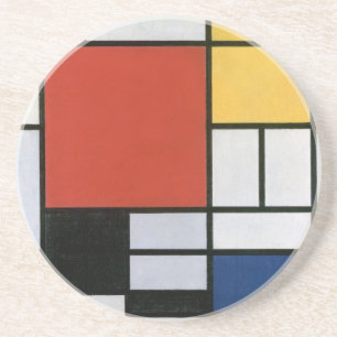 Dessous De Verre En Grès Piet Mondrian Rouge Bleu Jaune Art Abstrait