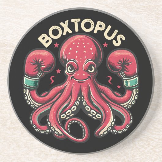 Dessous De Verre En Grès Pieuvre Boxeur - Boxtopus (Devant)