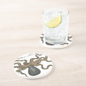 Dessous De Verre En Grès Pieuvre Kraken Antique Faune Marine Côtière (Côté)