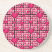 Dessous De Verre En Grès Pile rose avec des coeurs (Devant)