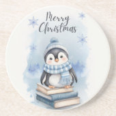 Dessous De Verre En Grès Pingouin de Noël aquarelle (Devant)