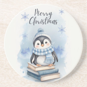 Dessous De Verre En Grès Pingouin de Noël aquarelle