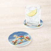Dessous De Verre En Grès Pingouin et rennes (Côté)