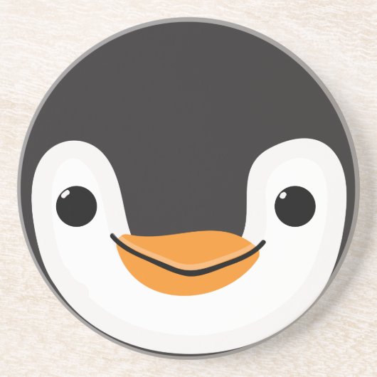 Dessous De Verre En Grès Pingouin mignon avec Écharpe et signe (Devant)