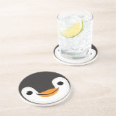 Dessous De Verre En Grès Pingouin mignon avec Écharpe et signe (Côté)