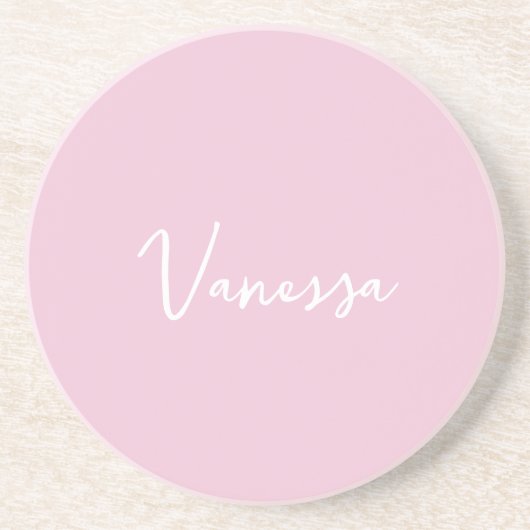 Dessous De Verre En Grès Pink blush champagne custom modern script (Devant)