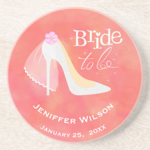 Dessous De Verre En Grès Pink Blush White Mariée Pour Être Fête des mariées