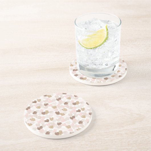 Dessous De Verre En Grès Pink Cream Brown Hearts (Côté)