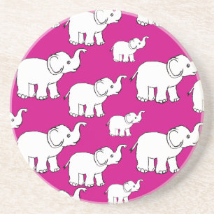 Dessous De Verre En Grès Pink Cute Animal Pattern Cartoon Elephant Pattern