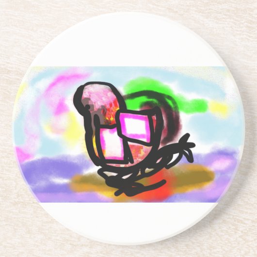 Dessous De Verre En Grès Pink flamingo joy love (Devant)