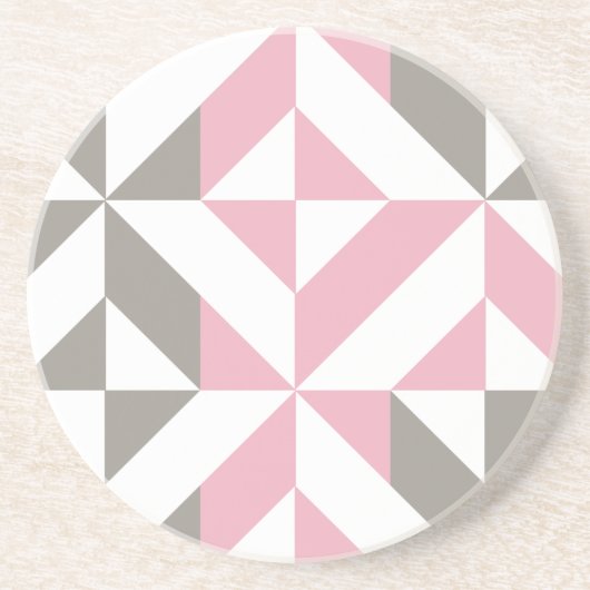 Dessous De Verre En Grès Pink Raspberry and Silver Geometric ZigZag (Devant)