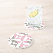 Dessous De Verre En Grès Pink Raspberry and Silver Geometric ZigZag (Côté)