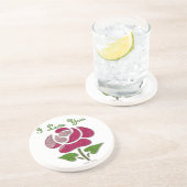 Dessous De Verre En Grès Pink Stencil Rose I Love You (Côté)