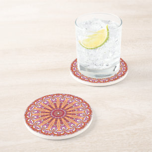 Dessous De Verre En Grès Pink white red orange mandala Lesbian pride