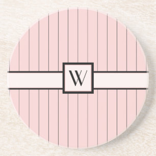 Dessous De Verre En Grès Pink with Black Pinstripes Sandstone Coaster