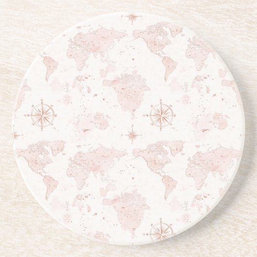 Dessous De Verre En Grès Pink World Map (Devant)