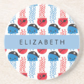 Dessous De Verre En Grès Pirate Jellyfish, Motif de méduses, Votre nom (Devant)