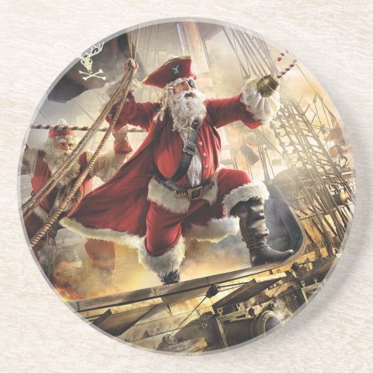 Dessous De Verre En Grès Pirate Père Noël (Devant)