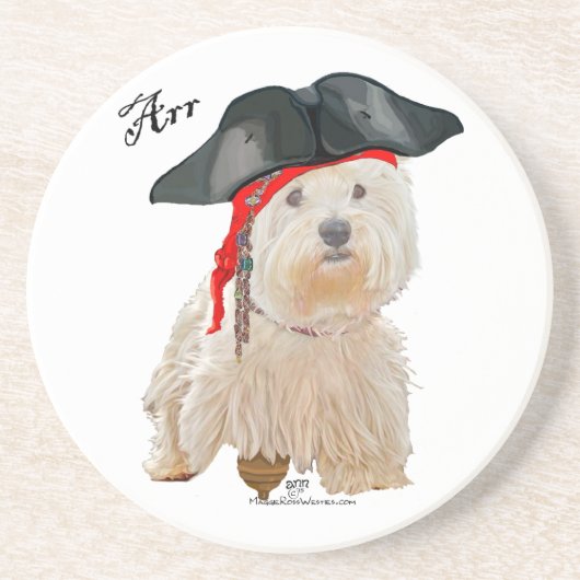 Dessous De Verre En Grès Pirate Westie (Devant)