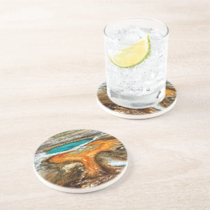 Dessous De Verre En Grès Piscine de courant ascendant de Yellowstone