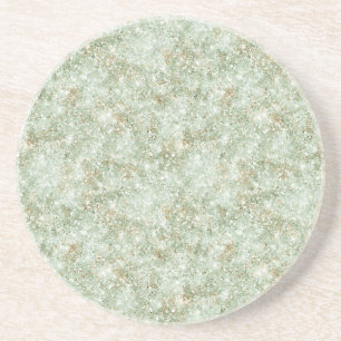 Dessous De Verre En Grès Pistache Vert Pailleté Faux Brillants
