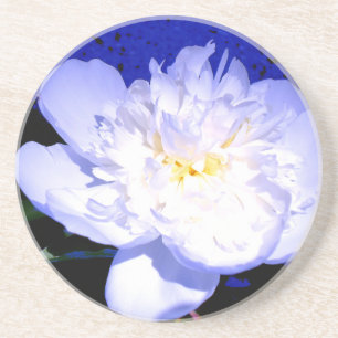 Dessous De Verre En Grès Pivoine blanche et violette