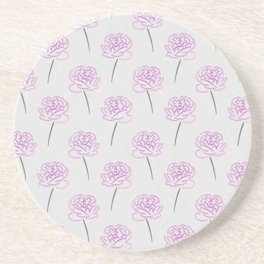 Dessous De Verre En Grès pivoines roses (Devant)