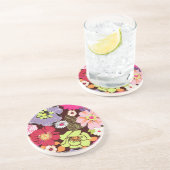 Dessous De Verre En Grès PixDezines Alegre Retro Floral, Arrière - plan per (Côté)