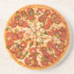 Dessous De Verre En Grès Pizza Pepperoni ronde pierre<br><div class="desc">Ce design a été créé à partir de ma peinture acrylique fluide unique. Il peut être personnalisé en cliquant sur le bouton personnaliser et en ajoutant un nom, des initiales ou vos mots préférés. Contactez-moi à l'adresse colorflowcreations@gmail.com si vous souhaitez que ce design soit disponible sur un autre produit. Achetez...</div>