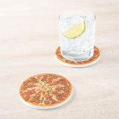 Dessous De Verre En Grès Pizza Pepperoni ronde pierre (Côté)