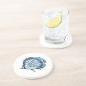 Dessous De Verre En Grès Plage de poisson mer marine mer côtière bleu (Côté)