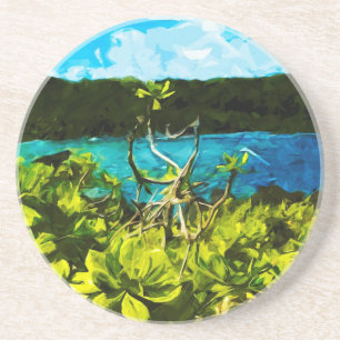 Dessous De Verre En Grès Plage de sable noir Sur la route vers Hana Maui Ab