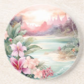 Dessous De Verre En Grès Plage Tropicale Rose (Devant)