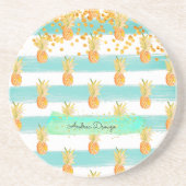 Dessous De Verre En Grès Plage Tropicale Turquoise Jaune (Devant)