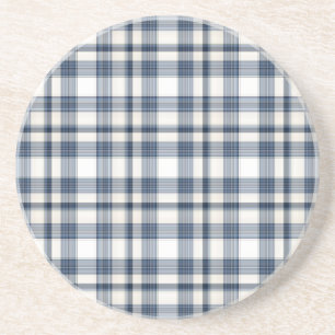 Dessous De Verre En Grès Plaid blanc bleu 1