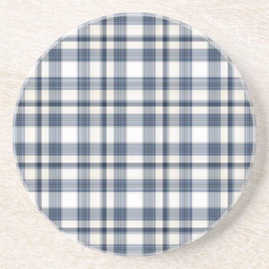 Dessous De Verre En Grès Plaid blanc bleu 1 (Devant)