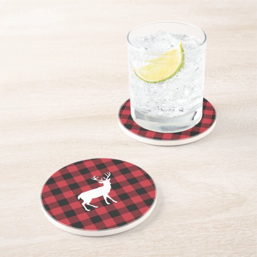 Dessous De Verre En Grès Plaid de Buffalo - cerf commun (Côté)