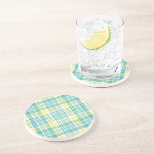 Dessous De Verre En Grès Plaid en pastel (Côté)