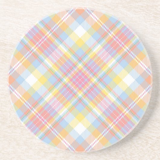 Dessous De Verre En Grès Plaid en pastel de rayure (Devant)