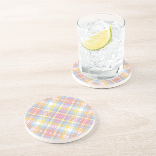 Dessous De Verre En Grès Plaid en pastel de rayure (Côté)