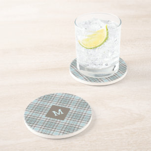 Dessous De Verre En Grès Plaid Monogramme personnalisé / Motif Tartan