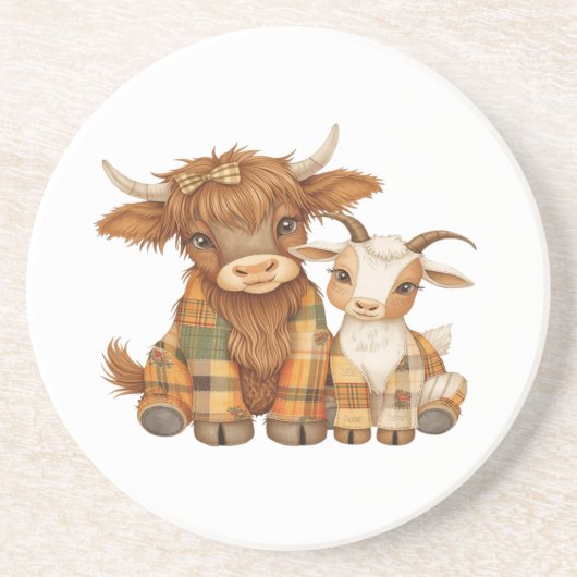 Dessous De Verre En Grès Plaid & Precious Pals (Devant)