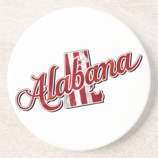 Dessous De Verre En Grès Plan de l'État Alabama (Devant)