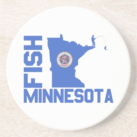 Dessous De Verre En Grès Plan de l'État du Minnesota de Poisson (Devant)