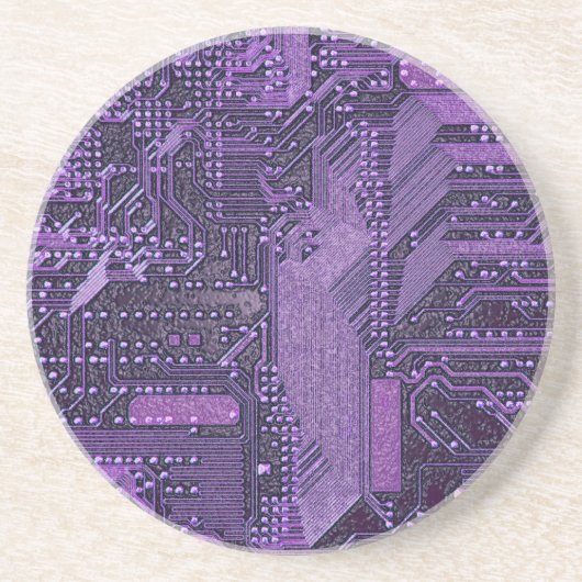 Dessous De Verre En Grès Planche de circuit cybernétique violet technologie (Devant)